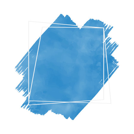 Blue watercolor background with frame. Vector illustration for your design.の写真素材