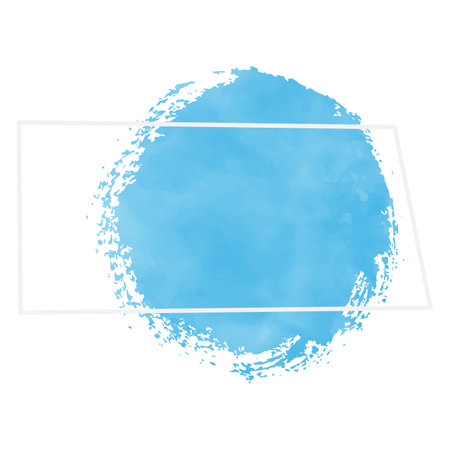 Blue watercolor background with white frame. Vector illustration.の写真素材
