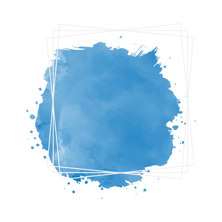 Blue watercolor stain on white background. Vector illustration for your design.の写真素材