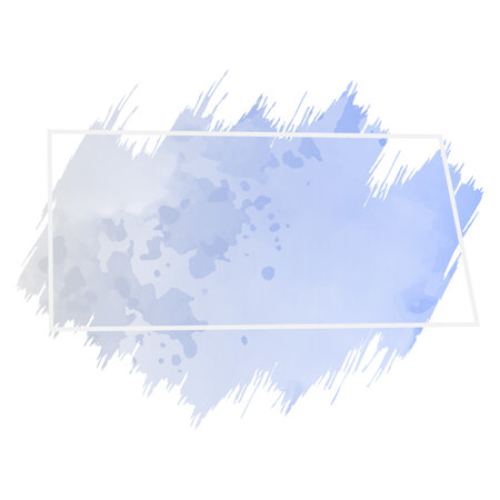 Blue watercolor background with frame for text or image. Vector illustration.の写真素材