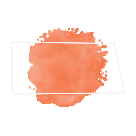 Orange watercolor brush stroke on white background. Texture paper. Vector illustration.の写真素材