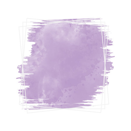 Purple watercolor background with frame for text. Vector illustration.の写真素材