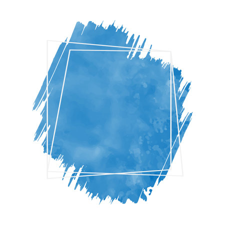 Blue watercolor brush stroke on white background. Vector illustration. Grunge frame.の写真素材