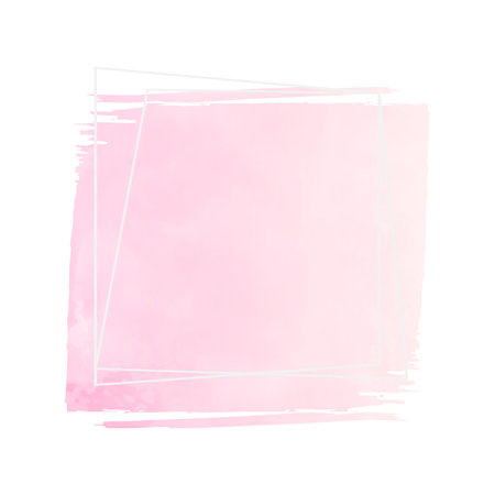 Pink watercolor background with frame for your design. Vector illustration.の写真素材