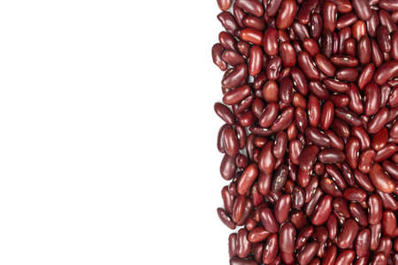 Pile of Red kidney beans on the right isolated on white background with copy space.の写真素材