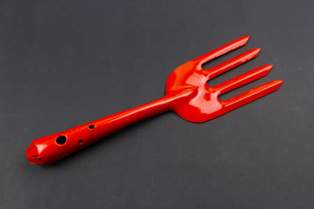 Cultivator fork isolated on gray background.の写真素材
