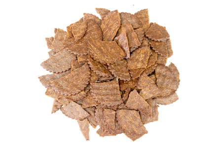 Pile Broken Biscuits coffee flavored isolated on white background.の写真素材