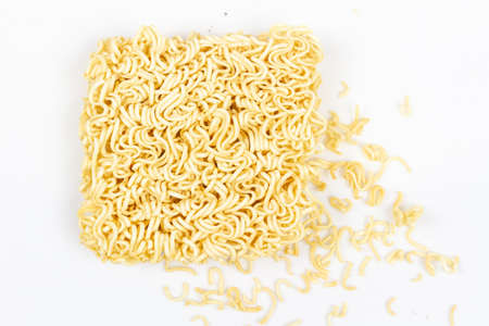 Top view of Instant noodles isolated on white background.の写真素材