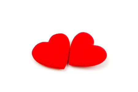 Two Red heart isolated on white background. valentine's day concept.の写真素材