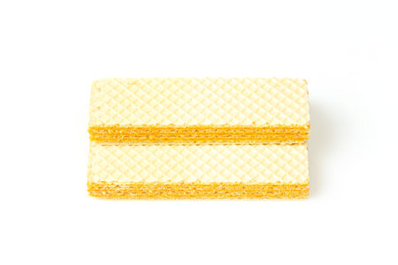 Crispy cheese flavored wafer snack isolated on white background.の写真素材