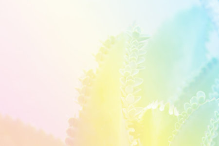 Blur green leaf and pastel color subtle background.