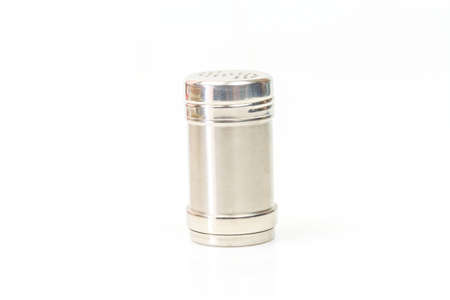 Stainless pepper bottle isolated on white background.の写真素材