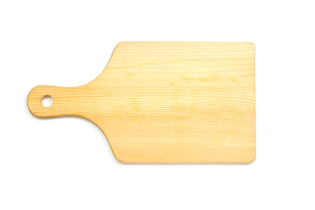 Cutting board made of wood isolated on white background.