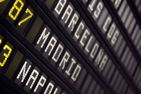 Airport Board With Arrivals Departures Close Upのeditorial素材