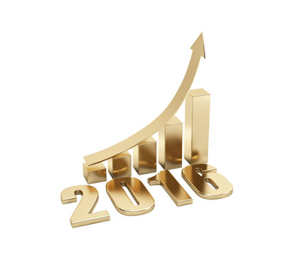3d illustration of rising arrow and 2016