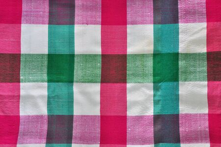 Green red and white striped table Loinclothの写真素材