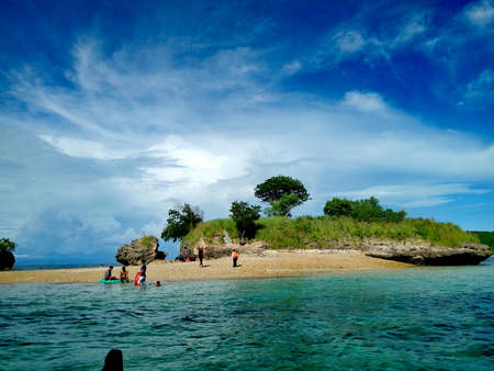 tropical beach with blue sky and white clouds. Andaman Sea, Thailandの写真素材