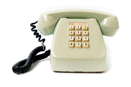 Vintage telephone on white backgroundの写真素材