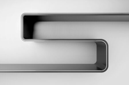 3D illustration, Empty modern black shelves on background, shelves top ready for product display montageの写真素材