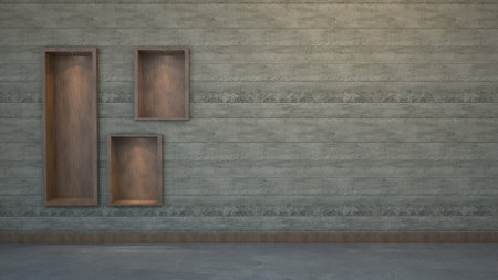 Concrete wall with empty shelf.