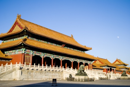 Typical red building with golden の写真素材