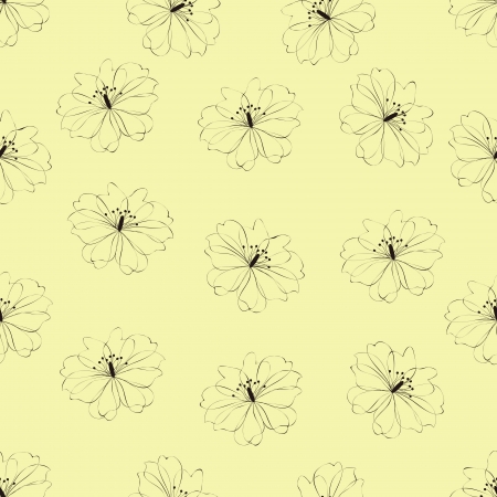 Seamless flower pattern on yellow background,vectorのイラスト素材