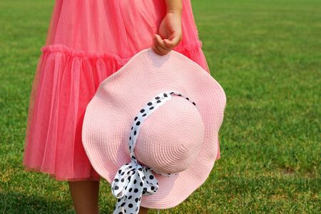 Little girl and hatの写真素材