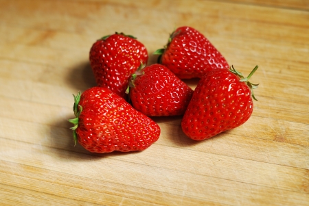 Strawberry  on a chopping boardの写真素材