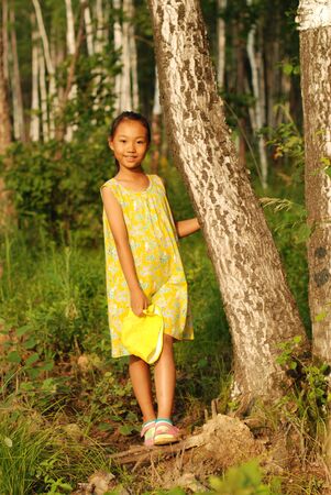 Little Asian girl at outdoorの写真素材