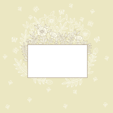 Vector floral card template with hand drawn flowers.のイラスト素材