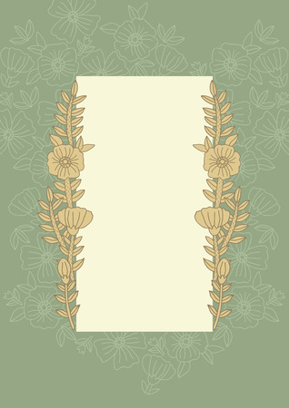 Vector floral card template with hand drawn flowers.のイラスト素材