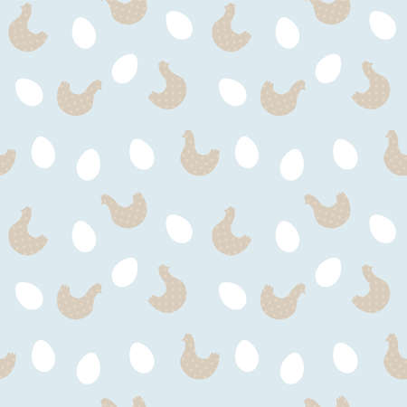 vector seamless pattern with hens and eggsのイラスト素材