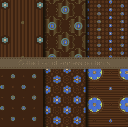 Set of six seamless floral geometric vector patterns.のイラスト素材