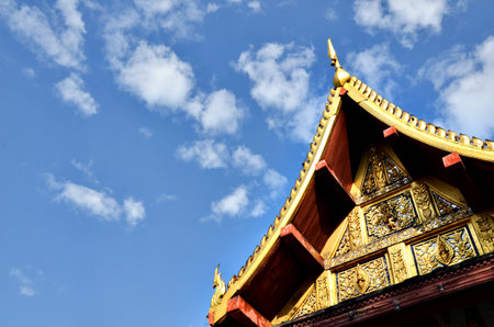 Temple roof and skyの写真素材
