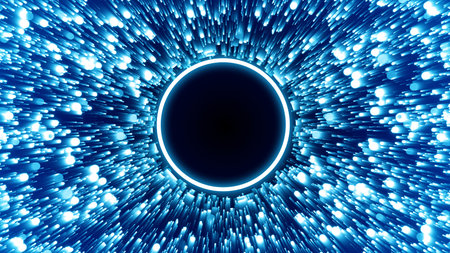 Particle Blue Line Abstract Energy Circle Mask Glow in Center 3D Render Illustration
