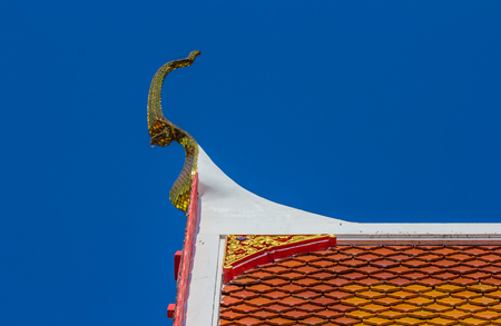 Old Roof tiles of Thai templeの写真素材