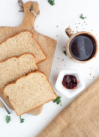 Minimal breakfast over white background