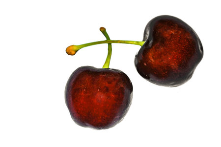 A pair of red Etna cherries