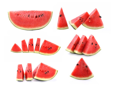 watermelon islice on white backgroundの写真素材
