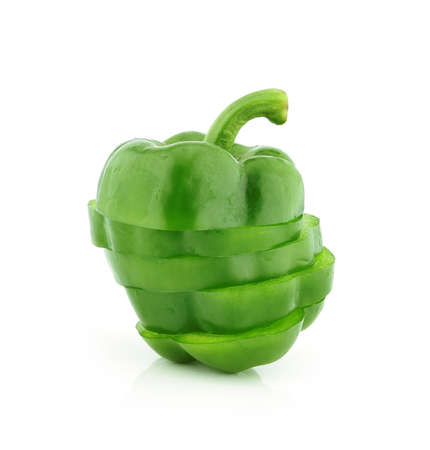 Green pepper on white backgroundの写真素材