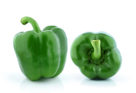 Green pepper on white backgroundの写真素材