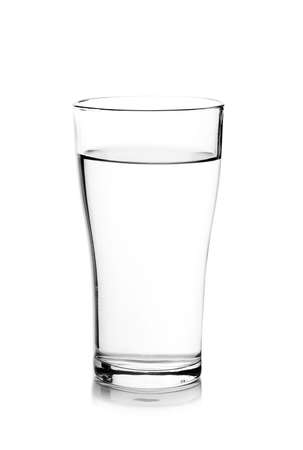 water in glass. Isolated on white backgroundの写真素材