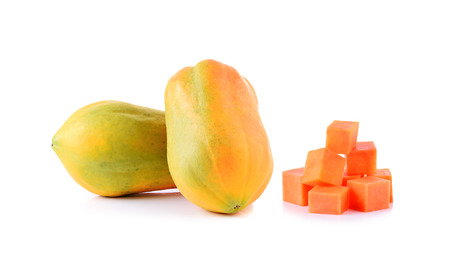 Papaya fruit on white backgroundの写真素材