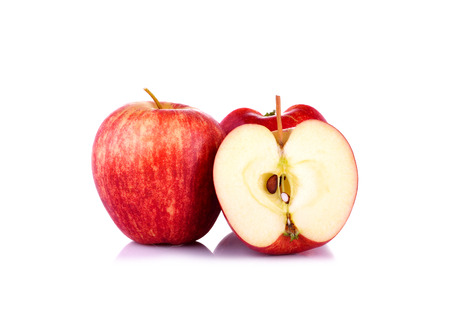 Red apple on white backgroundの写真素材