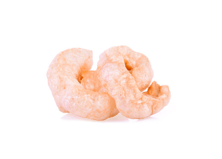 pork rind on a white background.の写真素材