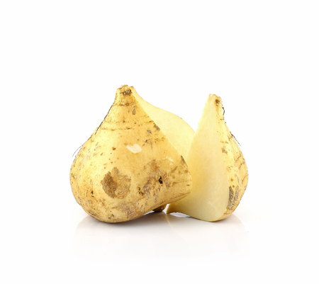 Jicamas on white backgroundの写真素材