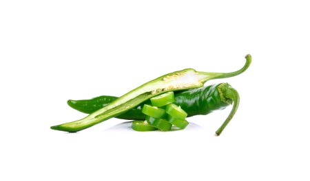 Green pepper on white backgroundの写真素材