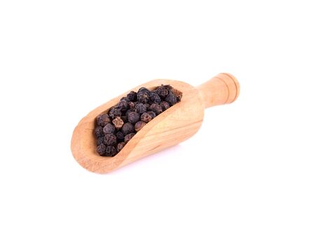 Black pepper on white backgroundの写真素材