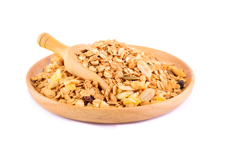 Granola on white backgroundの写真素材