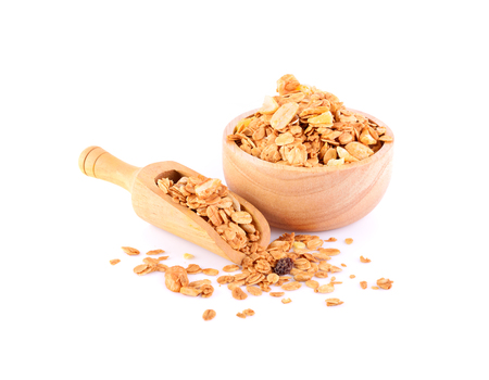 Granola on white backgroundの写真素材